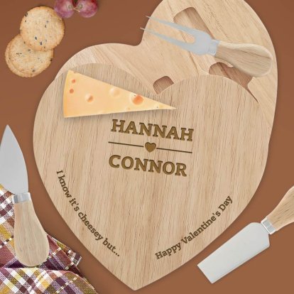 Personalised Valentine's Day Cheeseboard & Tools Gift Set