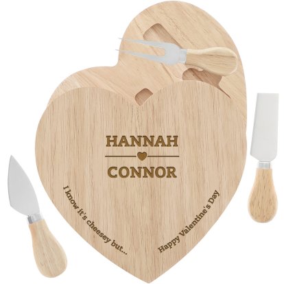 Personalised Valentine's Day Cheeseboard & Tools Gift Set