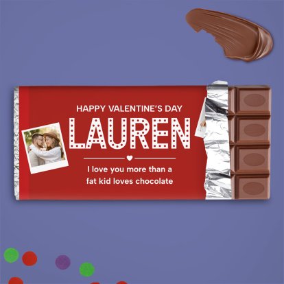 Personalised Valentine's Day Photo Chocolate Bar