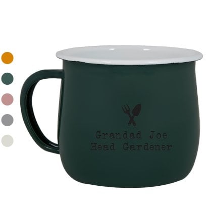 Personalised Vintage Enamel Head Gardener Mug