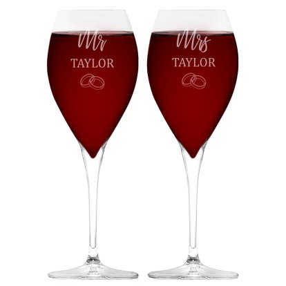 Personalised Wedding Couple Royale Wine Glass Set