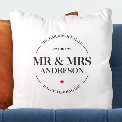 Personalised Wedding Day Cushion Cover 