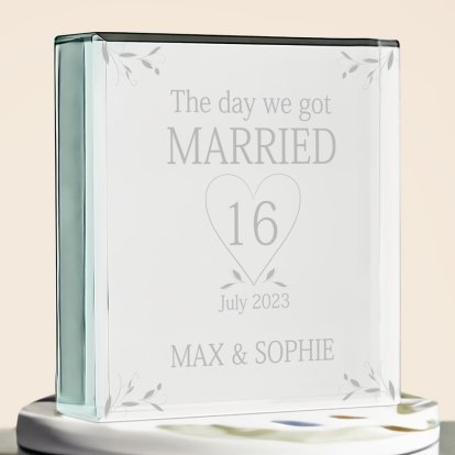Personalised Wedding Day Glass Keepsake