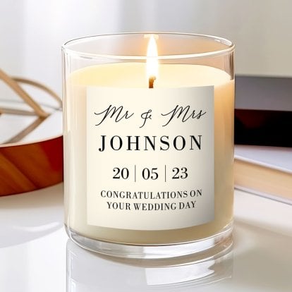 Personalised Wedding Day Mr & Mrs Scented Candle