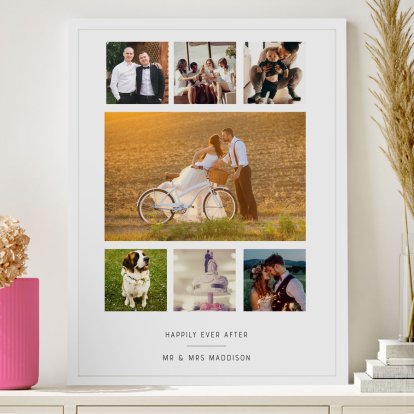 Personalised Wedding Day Photo Collage Print White 3