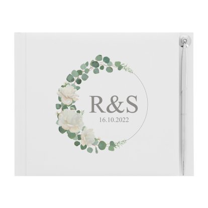 Personalised Wedding Guest Book with Pen - Initials