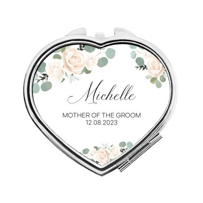 Personalised Wedding Heart Compact Mirror