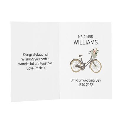 Personalised Wedding Message Card - Bicycle