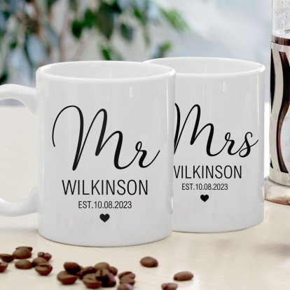 Personalised Wedding Mug Set