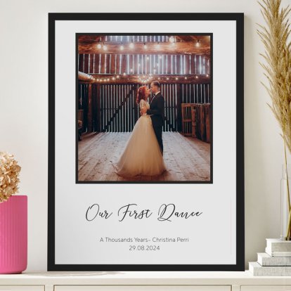Personalised Wedding Photo Poster Print - Our First Dance Black