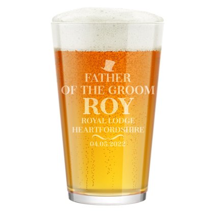 Personalised Wedding Pint Glass - Father of...