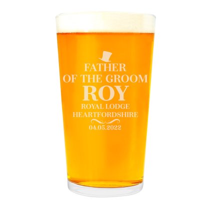 Personalised Wedding Pint Glass - Father of...