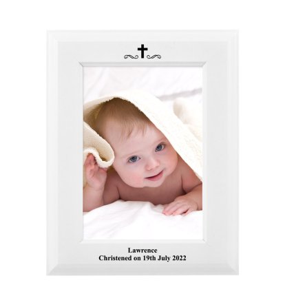 Personalised White Picture Frame - Cross Design