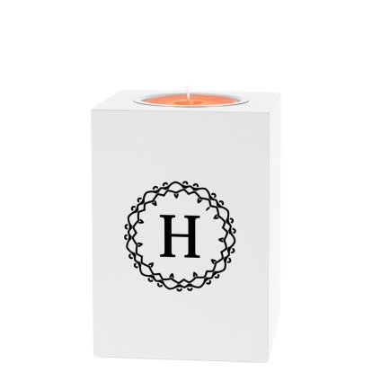 Personalised White Tea Light Holder - Decorative Initial