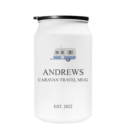 Personalised White Travel Can - Caravan
