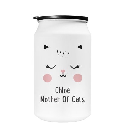 Personalised White Travel Can - Cute Cat