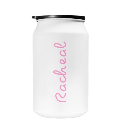 Personalised White Travel Can - Pink Name