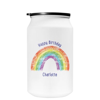 Personalised White Travel Can - Rainbow