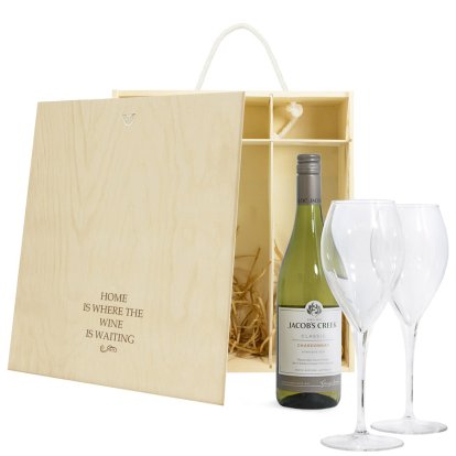 Personalised White Wine & Glasses Gift Set - Home