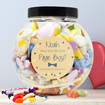 Personalised Will You Be Our Page Boy Retro Sweets Jar