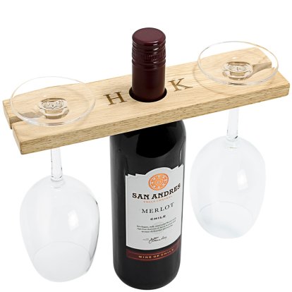 Personalised Wine Glass & Bottle Holder - Initials 