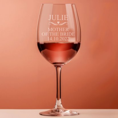 Personalised Wine Glass - Vintage Heart Design