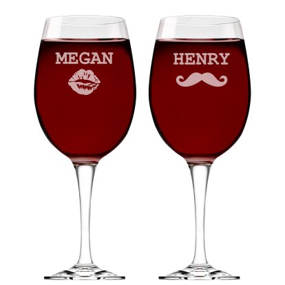 Personalised Wine Glasses - Retro Couples