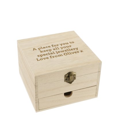 Personalised Wood Jewellery Box - Message