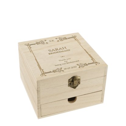 Personalised Wood Jewellery Box - Wedding Theme
