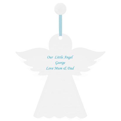 Personalised Wooden Angel Decoration for Boys