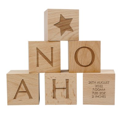 Personalised Wooden Baby Boy Letter Blocks