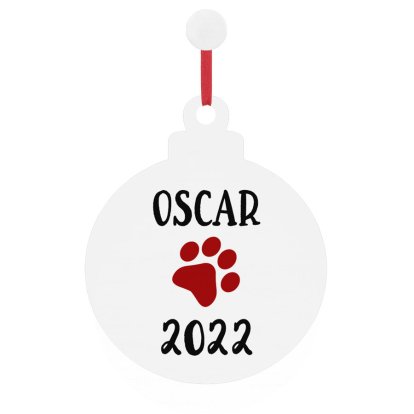 Personalised Wooden Bauble Tree Decoration - Pet Paws