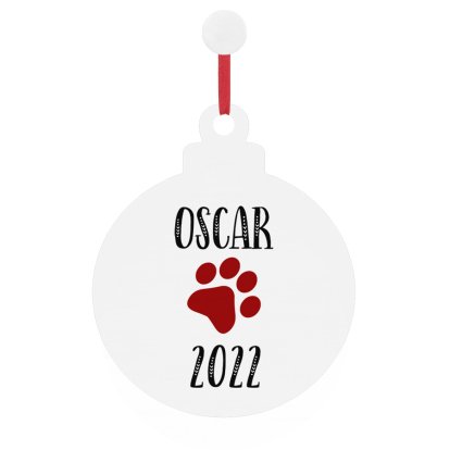 Personalised Wooden Bauble Tree Decoration - Pet Paws