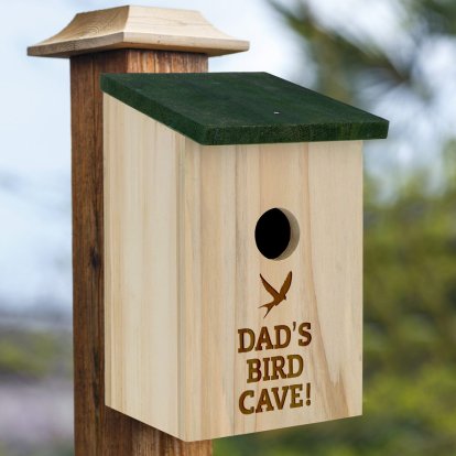 Personalised Rustic Wooden Bird Nesting Box - Bird Cave 