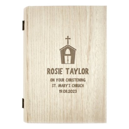 Personalised Wooden Box Book - Christening