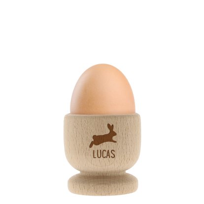 Personalised Wooden Bunny Easter Egg Cup