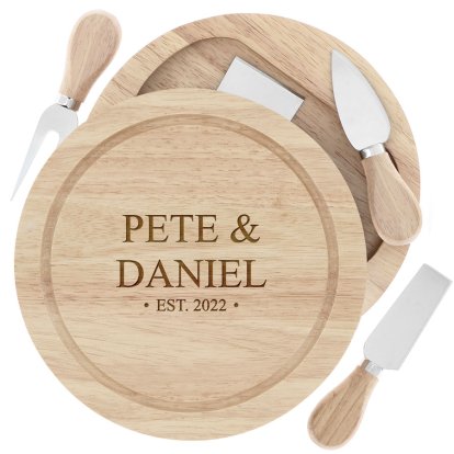 Personalised Wooden Cheeseboard Gift Set - Names