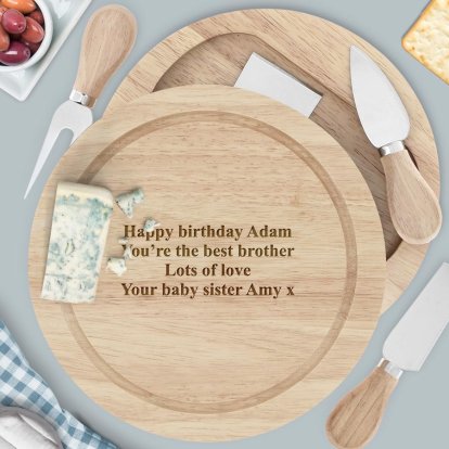 Personalised Wooden Cheeseboard with Tools