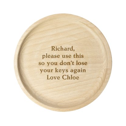 Personalised Wooden Coin Tray - Message