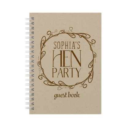 Personalised Wooden Cover Hen Party Guest Book