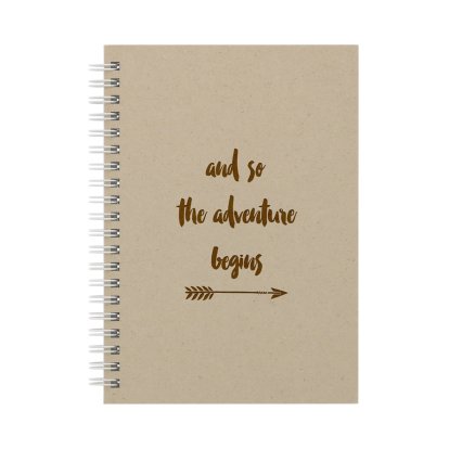 Personalised Wooden Cover Notebook - Adventure Begins