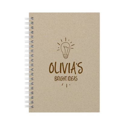 Personalised Wooden Cover Notebook - Bright Ideas