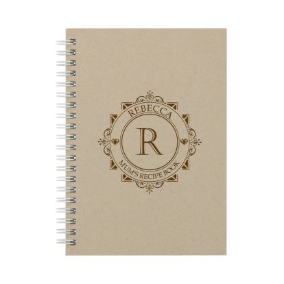 Personalised Wooden Cover Notebook - Decorative Initial