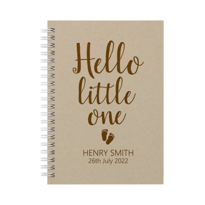 Personalised Wooden Cover Notebook - Hello Little One 