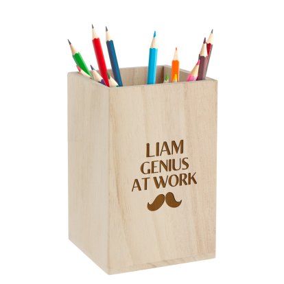 Personalised Wooden Desk Tidy - Genius at Work