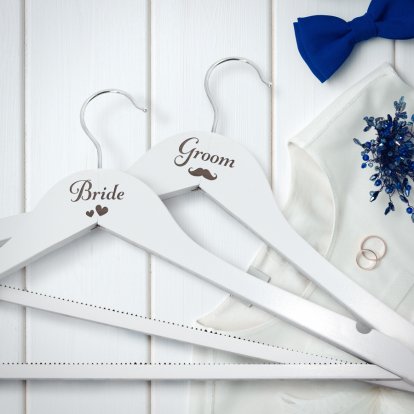 Personalised Wooden Hanger Set - Bride & Groom