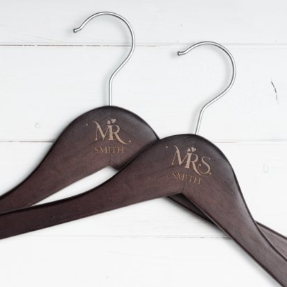 Personalised Wooden Hanger Set - Mr & Mrs 