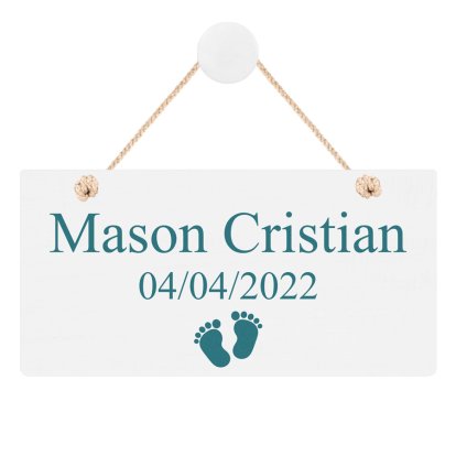 Personalised Wooden Hanging Sign - Baby Boy