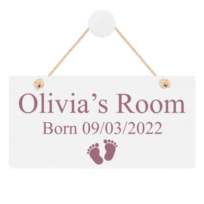 Personalised Wooden Hanging Sign - Baby Girl