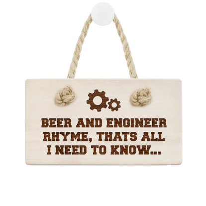 Personalised Wooden Hanging Sign - Beer & Engineer 